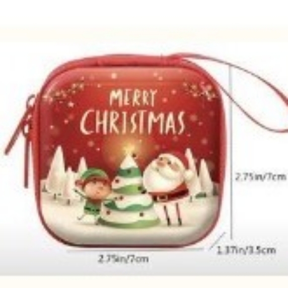 New Christmas Decorated Tin Coin Purse, Santa, deer, Holiday, T1MIS - Picture 2 of 2